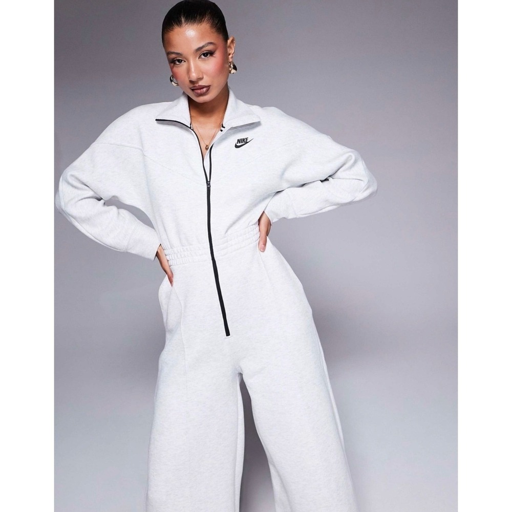 Nike Sportswear Tech Fleece Women Jumpsuit Grey Heather FB8798-013 Medium NWT